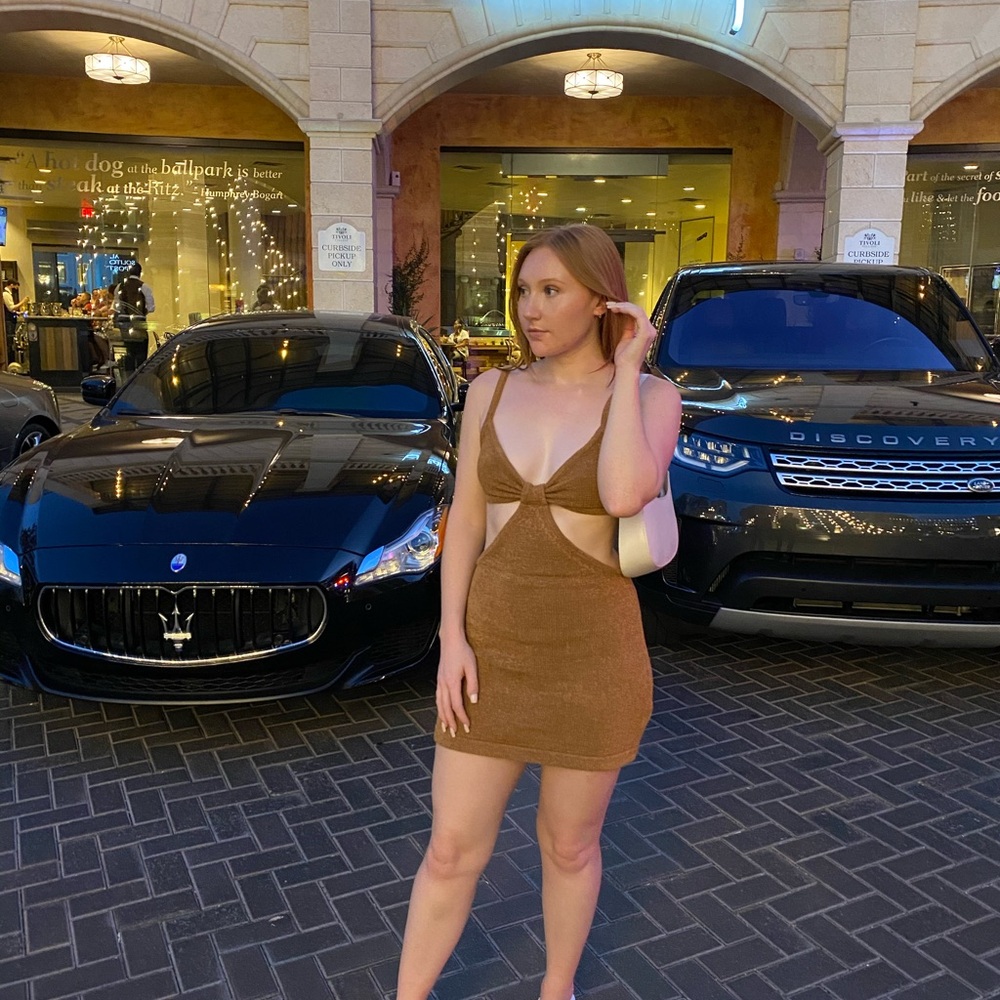 Beige Botany Cutout Knit Dress (S)